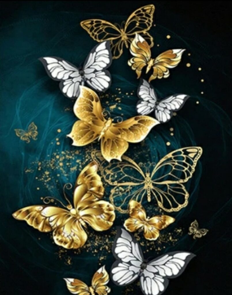 Diamond painting gouden vlinders